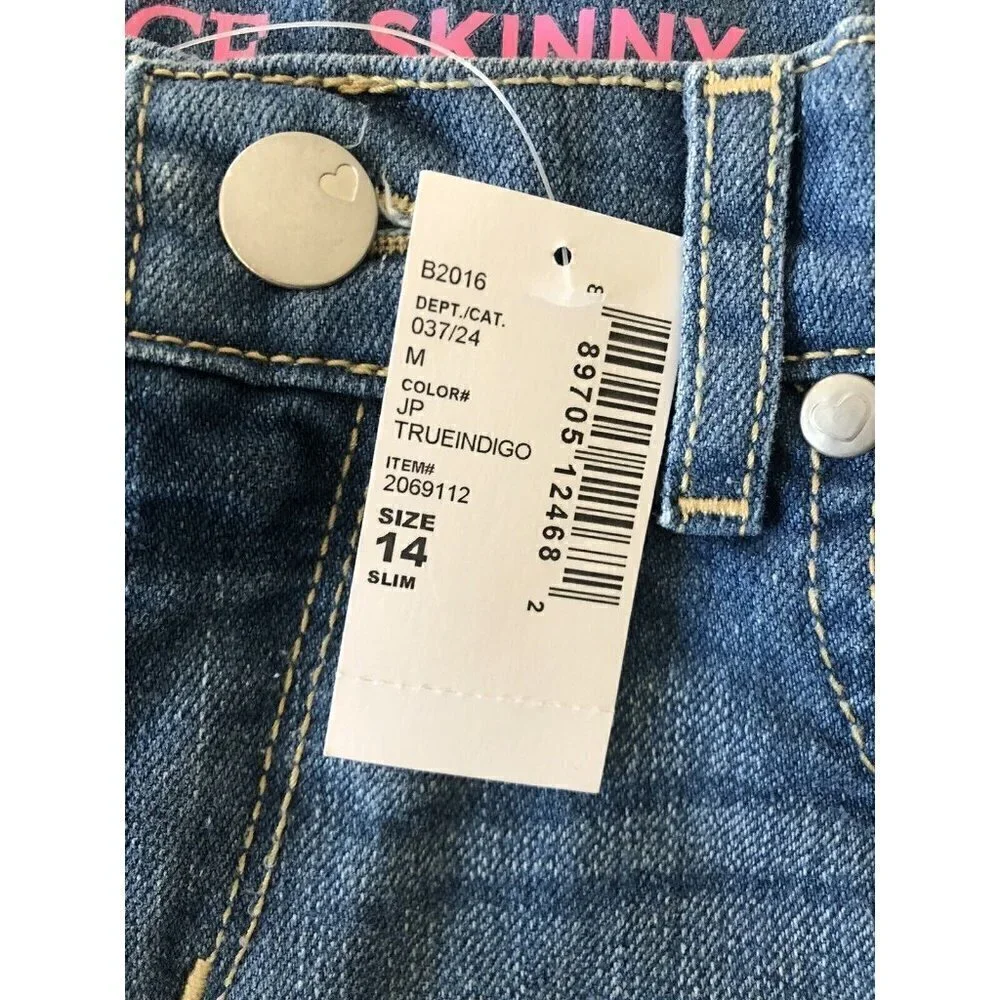 NWT Childrens Place Girls Size 14 Slim Skinny Jeans Light Wash Adjustable Waist
